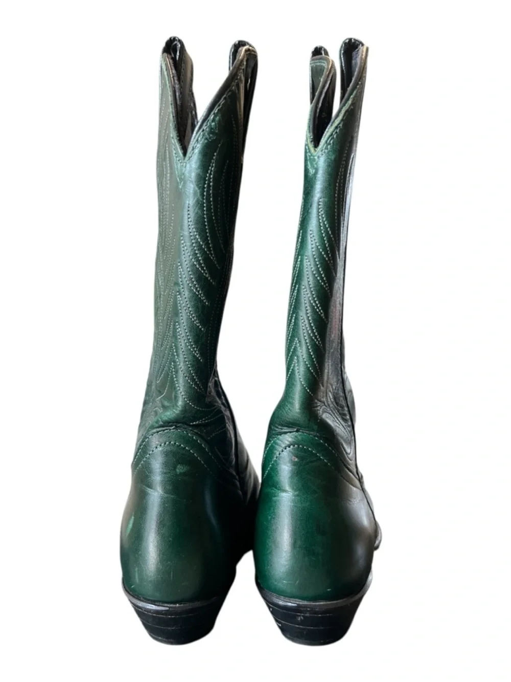 Vintage Code West Classic Women's Green Leather Western Heeled Boots - Picture 2 of 8